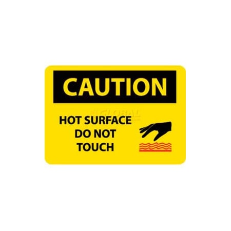 National Marker Co NMC OSHA Sign, Caution Hot Surface Do Not Touch, 10in X 14in, Yellow/Black C525PB